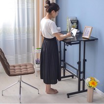 노트북 사이드 스탠딩 테이블 책상 이동책상 높은책상, 고급형 우드