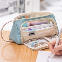 대용량 삼각 필통 중학생 고등학생 대학생 펜파우치, 라이트그린