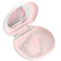 Retayn 거울이 있는 프리미엄 얼라이너 케이스 Invisalign Smile Direct 기타 정렬기 리테이너 마우스 가드와 호환 블랙 & 블루 1개 세트, White Blush 1-Pack