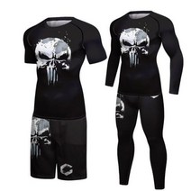 복싱복 킥복싱복장 2022 권투 3d 두개골 인쇄 세트 Mma Rashguard 남자 J
