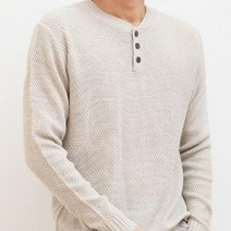국산 남자 단추 포인트 헨리넥 니트 티셔츠 CHE-1K5