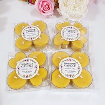 플뢰르드에스더 100% 천연밀랍초 꿀초 원형 하트 티라이트 캔들 4P 세트, 원형티라이트4P