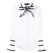 앨리스앤올리비아 퍼프 소매 보타이 블라우스