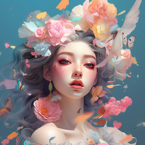 DIY캔버스페인팅 꽃과 나비로 둘러싸인 꽃요정 물감 명화따라그리기 꽃선자 미녀 행운여신 정사각형 인물화 북유럽 감성 피포페인팅집콕취미 액자프레임포함 24색, 정사각형-30*30cm, 꽃과 나비로 둘러싸인 꽃요정 그리기2