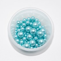 아크릴 진주 [무구멍] 컬러 비즈 공예 재료, 스카이, 6mm