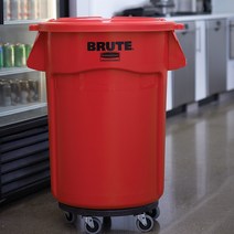 러버메이드 브루트 컨테이너 121L돌리세트 (통+뚜껑+바퀴) 대형쓰레기통 업소용쓰레기통 분리수거 대형휴지통 식품공장 병원 공사현장 커피공장 대형마트 음식물처리, 녹색