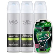 포멀비 쿨킥 쉐이빙폼 면도크림 오리지널 200ml 3개+일회용 면도기 3중날 세트, [AB1] 센서티브 3개