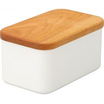 노다호로 버터 보관함 사각 드레싱 법랑 케이스 천연나무 뚜껑 450g
