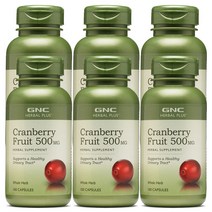 GNC 크랜베리 프루트 500mg 캡슐 글루텐 프리 무설탕, 100정, 6개