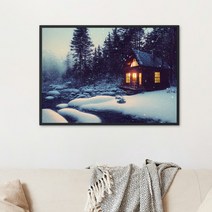 Guoxing눈내리는 산장 풍경 DIY 보석십자수 겨울 따뜻한 오두막 비즈 그림 만들기 집에서 취미 생활, 70x50CM