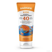 Badger Kids Mineral Sunscreen Cream 뱃져 키즈 미네랄 방수 선스크린 선크림 귤 바닐라향 SPF40 87ml, 1개