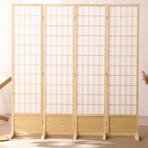 우드 칸막이 한옥풍 한지 파티션 카페 접이식 가림막, 150x40cm 4 팬 발판포함