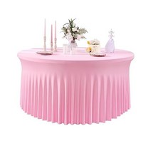 미국직송 gogoparti 2팩 퓨어 화이트 라운드 식탁보 파티 웨딩 스판덱스 핏 테이블 보 주름 방지 스트레치 121 9cm(48인치) 테이블에 적합, 48