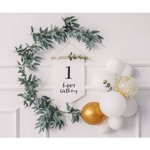 생일 백일상 가랜드 가렌드 셀프 촬영 아기 아이 생일상 파티 용품 우드 월배너 플랜카드, 두번째