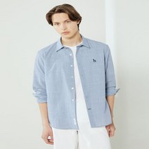 헤지스 블루 슬럽 잔체크 셔츠 HZSH2B309B5