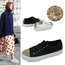 카미엣뮤즈 kami et muse 골드 샤이니 캔버스 스니커즈_KM16w374