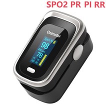 OLED 맥박 산소 농도계 휴대용 PI 손가락 클립 산소 농도계 가정용 SPO2 PR 심박수 모니터 RR 혈액 산소 포화도 센서 산소포화도측정기 휴대용 모니터, 1개, 프랑스, Silver black