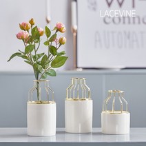 레이스빈 골드 와이어 세라믹 화병 북유럽 인테리어, 01.골드 와이어 세라믹 화병 소