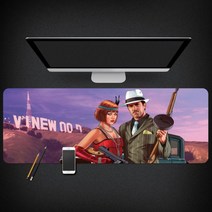 Grand Theft Auto 마우스 패드 GTA5 마우스 패드 대형 컴퓨터 게임 노트북 키보드 마우스 장패드 책상 패드 pc 게임 모바일 게임 캐릭터 마우스패드, 06_400x900mm | 4mm