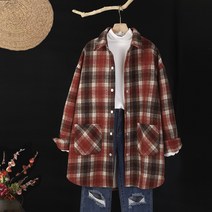 여성기모셔츠 융털 체크남방 하늘비즈 A25 O576W202