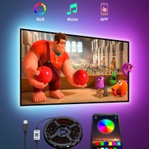 블루투스가 장착된 ROMWISH 3M USB LED 라이트 스트립 스마트 앱 제어 침실용 타이밍 기능 로프 조명 TV 백라이트 파티 DIY 홈 장식 게임 모니터, APP