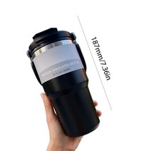 뚜껑이 달린 빨대 컵 스테인레스 보온병 머그잔 커피 차 차가운 음료 병 물컵 열 물병 텀블러 진공 플라스크, 600ML, Black D