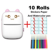 휴대폰 사진 인화 출력 블루투스 열전사 프린터 포토 라벨 프린터 라벨기 인화기 가정용, 핑크 10스티커 페이퍼