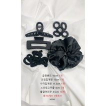 MONG 헤어멀티팩18P 곱창밴드 집게핀 물결머리끈 스프링고무줄 검정셋