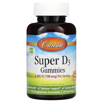 Carlson 슈퍼 D3 구미젤리 천연 과일 맛 25mcg(1 000IU) 구미젤리 옵션확인필수