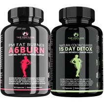 A6 수면 지방 버너 + 15 Day Detox PM 디톡스 콜론 클렌징 Colon Cleanse Fat Burner and Sleep Aid, 1세트