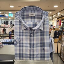 [예작] YJ1MBR415VI 바이올렛 필라필조직 체크 일반핏 반팔 셔츠
