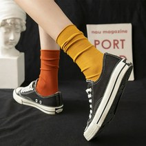 핑크비올라 딥톤 믹스 밀착 잔골지 발목 주름 양말 삭스