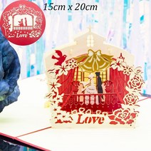 3D 입체 팝업카드 신년카드 아내와 여자 친구를위한 러브 발렌타인 데이 기념일 청첩장 인사말 감사, 교회 결혼식 2