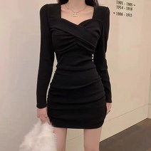 블링앤수 여성 슬림핏 하트넥 셔링 미니 원피스 KZZ691