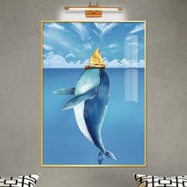 보고아트 바다 고래 일러스트 그림 아이방 인테리어 액자, [3] 바닷속 고래와 황금배