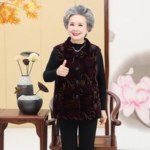 할머니 조끼 엄마 베스트 중년 여성 김장조끼 빅사이즈 꽃무늬 레트로