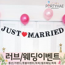 (주)파티해 러브이벤트 스몰웨딩 용품1 A~C - 프로포즈 브라이덜샤워 결혼 기념일 여자친구 홈파티 세트 은박풍선 가랜드 촛불 티라이트 캔들, C17.펠트레터배너JUSTMARRIED