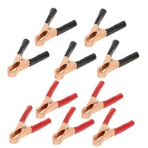 케이블트레이 실리콘전선 와이어메쉬 악어클립 2pcs10pcs 50a 80mm 악어 자동차 캐러밴 밴 배터리 테스트 리드 클립 절연 악어 클램프 레드 + 블랙 호환 지원, 5 x레드 5 x블랙