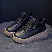 사사로이 여성 신발 하이탑 기모 벨벳 단색 방한화 보드화 4cm