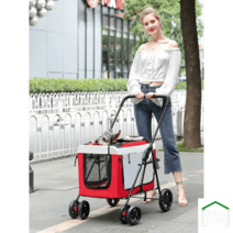 강아지유모차 개모차 펫트레일러 애견웨건 개 애견유모차 외출 펫모차, 그레이 분리 가능【하중 20KG】