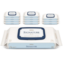 베베숲 시그니처 블루 슬림팩 유아 물티슈 캡형, 12팩, 32매