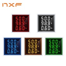 AC 60-500V 0-100A LED 디지털 전압계 전류계 헤르츠 HZ 신호등 220V 전압 볼트 앰프 테스터 감지기, Square V A HZ, Blue