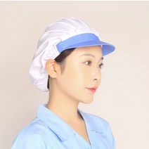 위생모 급식 백반 식당 주방모 식품공장, 화이트블루-전체천