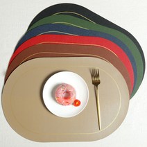세척이 편한 양면 사용 가죽 쿠션 테이블 식탁 매트 원목 보호 도톰 두툼 패드 커버, 골드