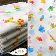 국산 순면 무형광 가제 엠보면 나염 손수건 20장, 14.동물원