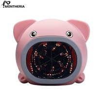 MONTHERIA 몬테리아 온풍기 전기난로 사무실 가정용 온풍기 미니히터, 돼지  핑크색450W