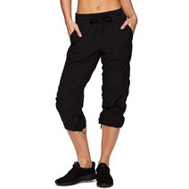 RBX Active 여성용 패션 경량 스트레치 우븐 바디 스키밍 드로스트링 카프리 팬츠 블랙 S21