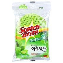 [3M] 스카치 브라이트 내추럴 천연펄프 아크릴사 수세미, 2개입, 1개