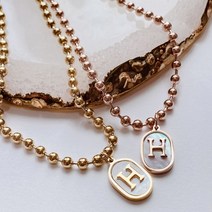 [써지컬스틸] 자개 H 팬던트 볼체인 목걸이
