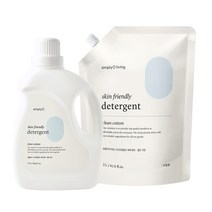 심플리오 스킨 프렌들리 세탁세제 본품 2.5L + 리필 2L 패키지 클린코튼향 (속옷 아기옷 세제)